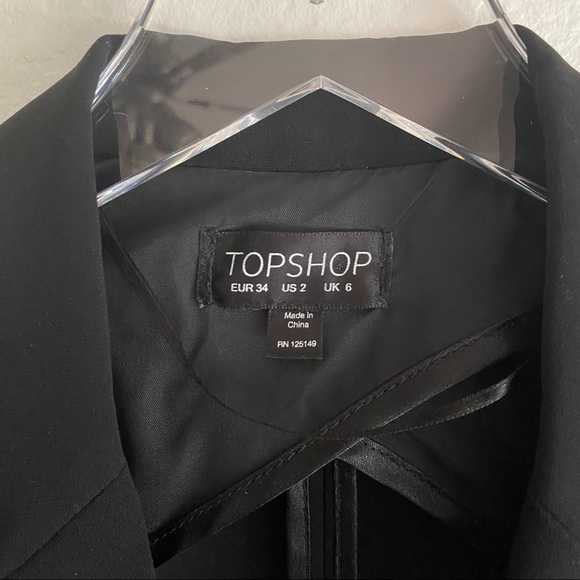 TOPSHOP black open lapel blazer SZ 2 - Picture 9 of 12